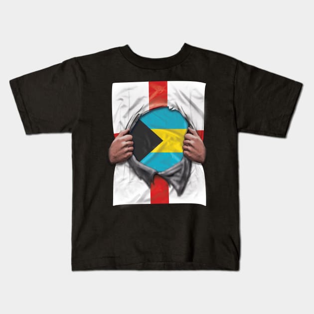 Bahamas Flag English Flag Ripped - Gift for Bahamian From Bahamas Kids T-Shirt by Country Flags